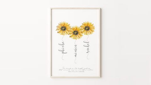 Personalized Sunflower Friendship Print