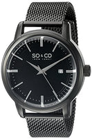 SO&CO New York Men's 5207.4 Madison Quartz Date Black Stainless Steel Mesh Bracelet Watch