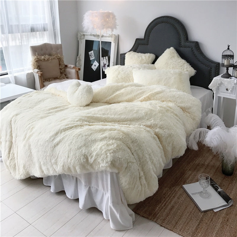 Anastasia Faux Fur Fluffy Bedding Set Twin Queen King Size Do