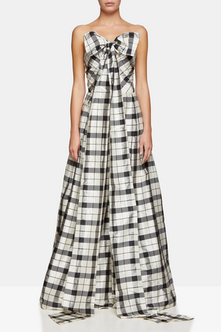 Carolina Herrera Black Check Silk Gown