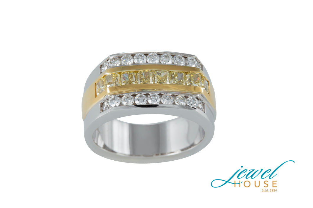 canary and white diamond ring