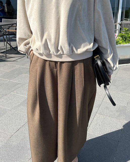 Front Pleated Wide Culotte Pants
