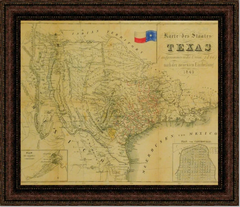 framed texas state map