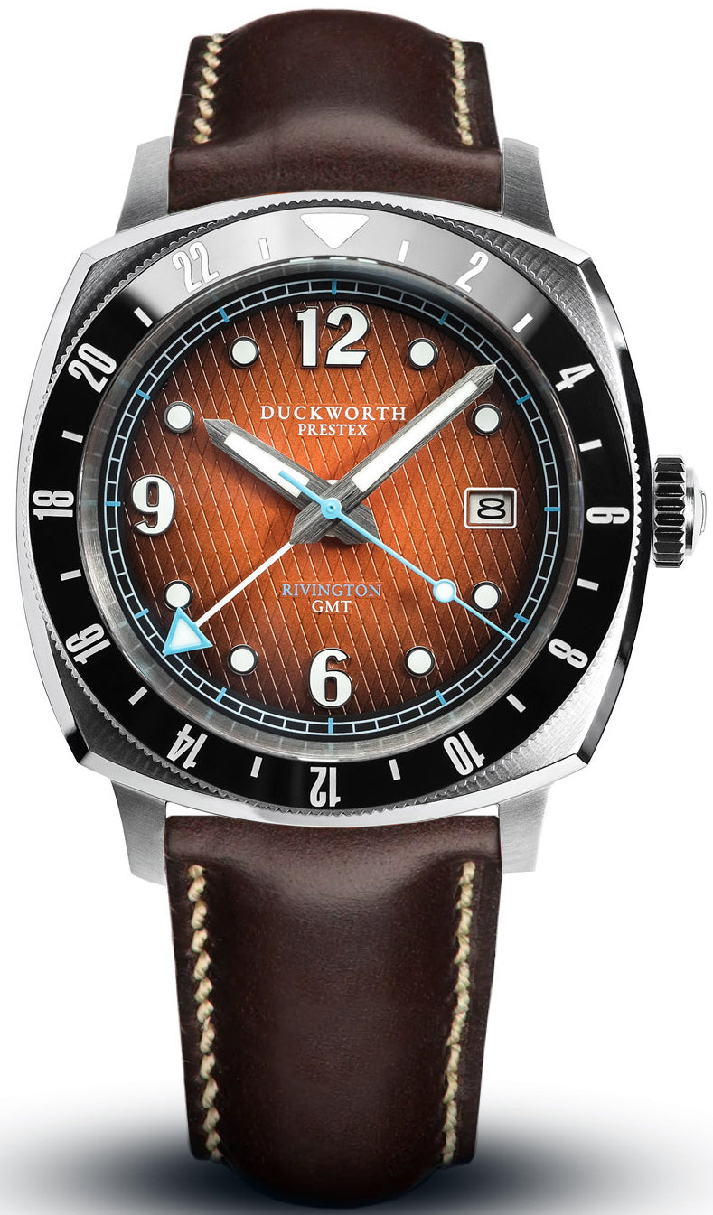 Photos - Wrist Watch GMT Duckworth Prestex Watch Rivington  Orange Fume Brown Leather DKPX-074 