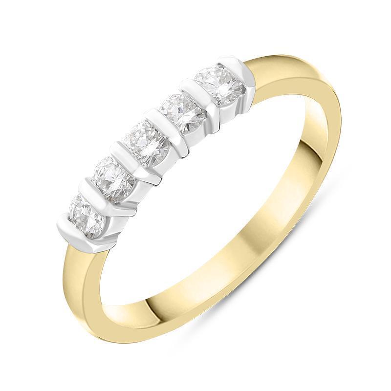 18ct Yellow Gold 0.35ct Diamond Five Stone Bar Set Wedding Ring