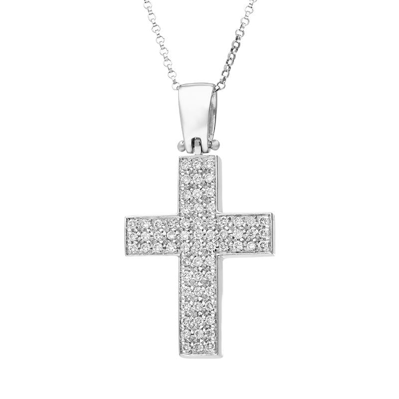 18ct White Gold Diamond Large Cross Necklace
