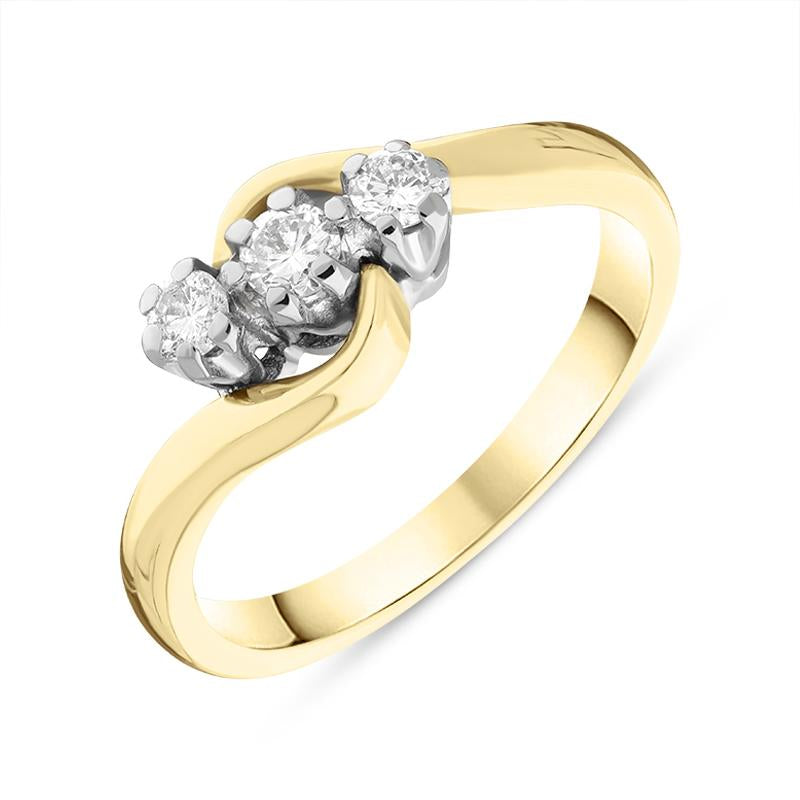 Photos - Ring Gold Diamond 18ct Yellow  Three Stone Claw Set Twisted  - I 00002162 