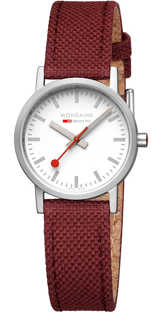 Photos - Wrist Watch Mondaine Watch Classic Dark Cherry Textile D - White MD-370 