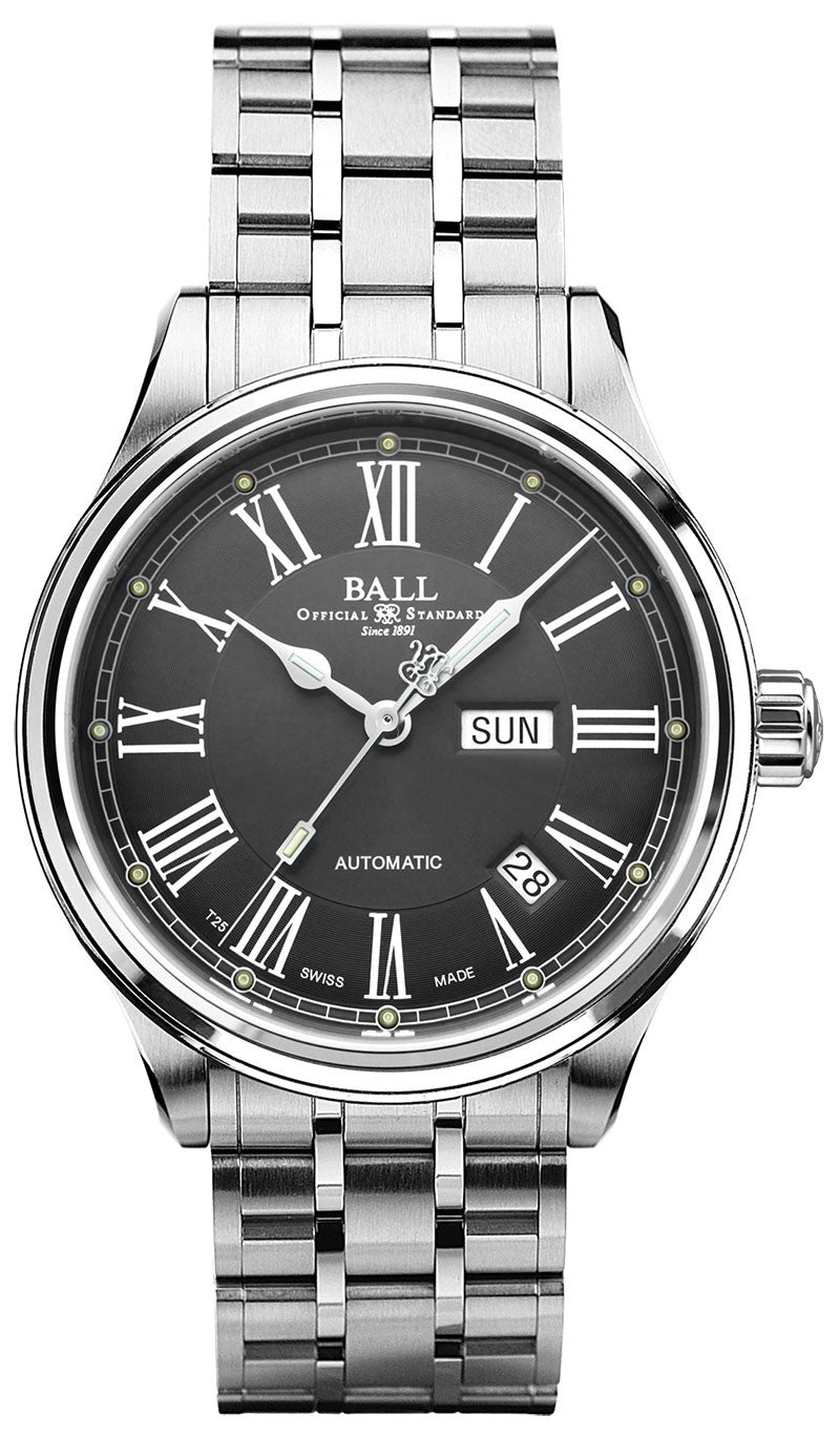 Photos - Wrist Watch Ball Watch Company Trainmaster Roman - Grey BL-1203 
