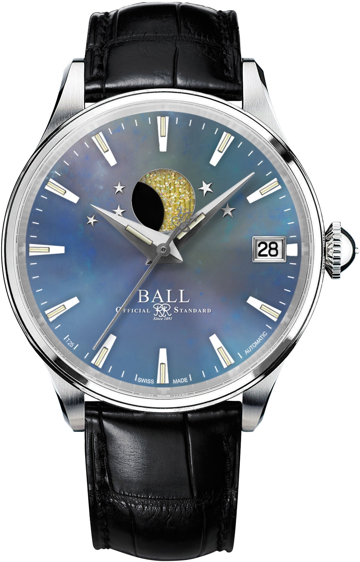 Photos - Wrist Watch Ball Watch Company Trainmaster Moon Phase Ladies - Blue BL-1533 