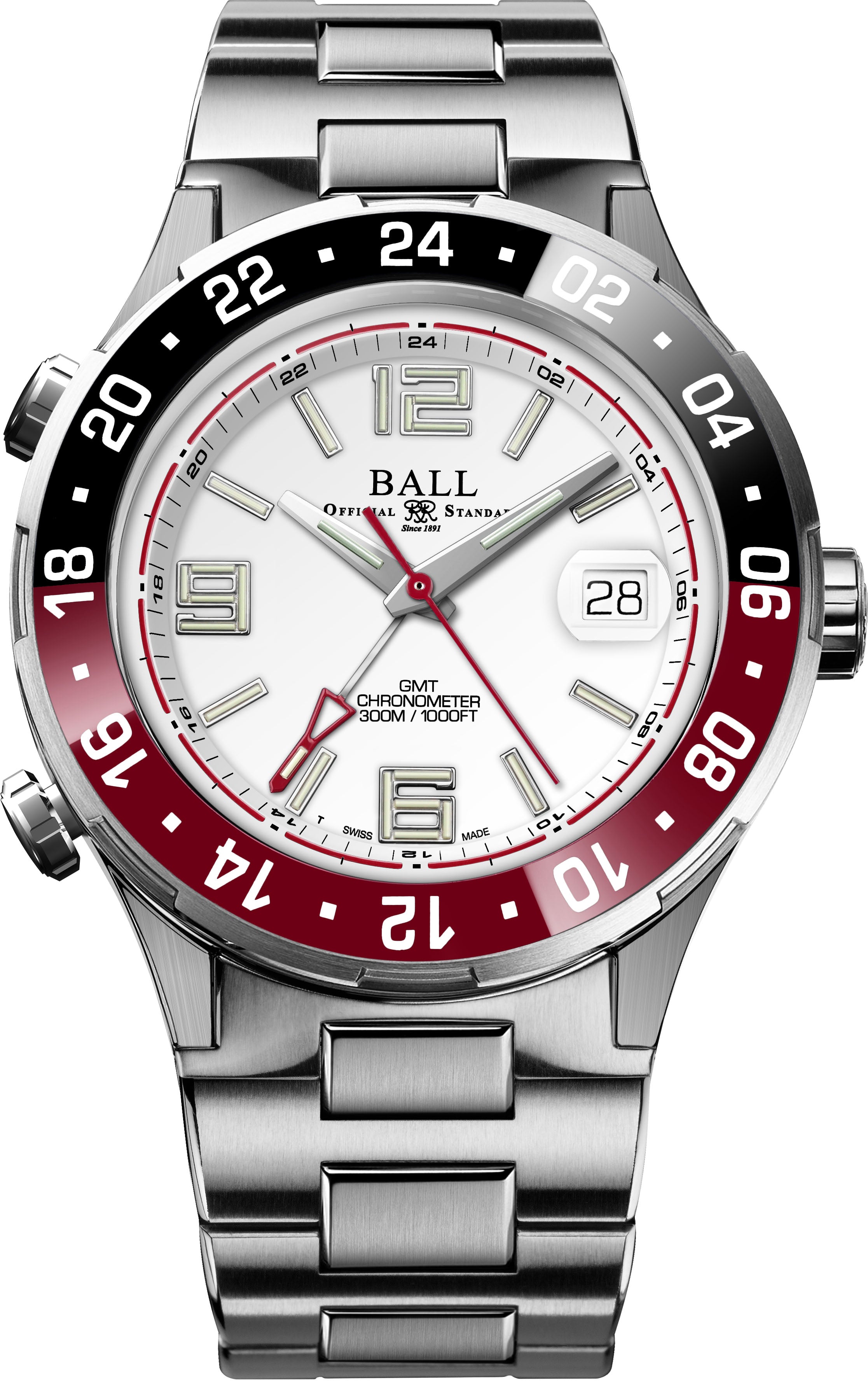 Photos - Wrist Watch Ball Watch Company Roadmaster Pilot GMT Limited Edition - White BL-2333 