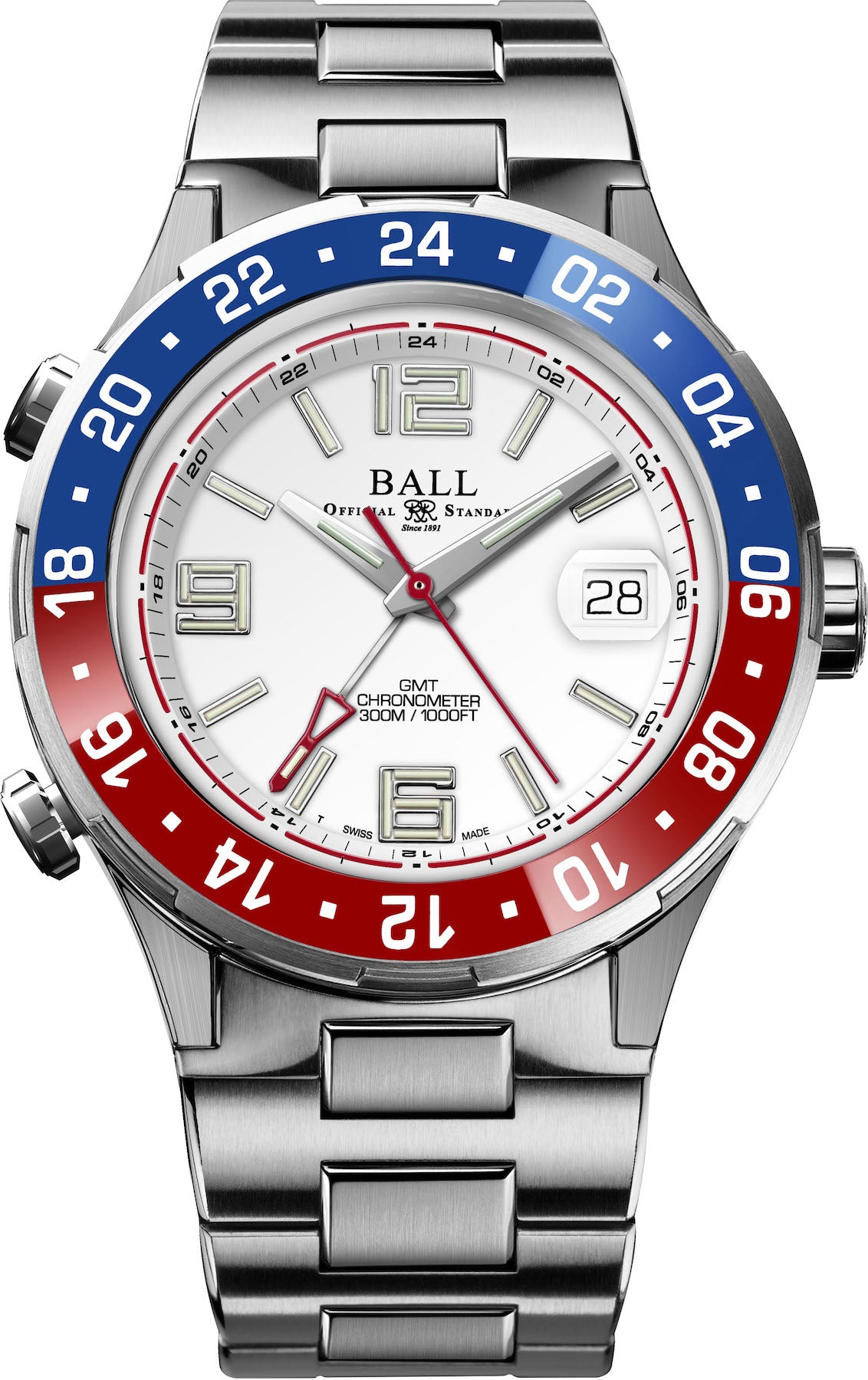 Photos - Wrist Watch Ball Watch Company Roadmaster Pilot GMT Limited Edition - White BL-2358 