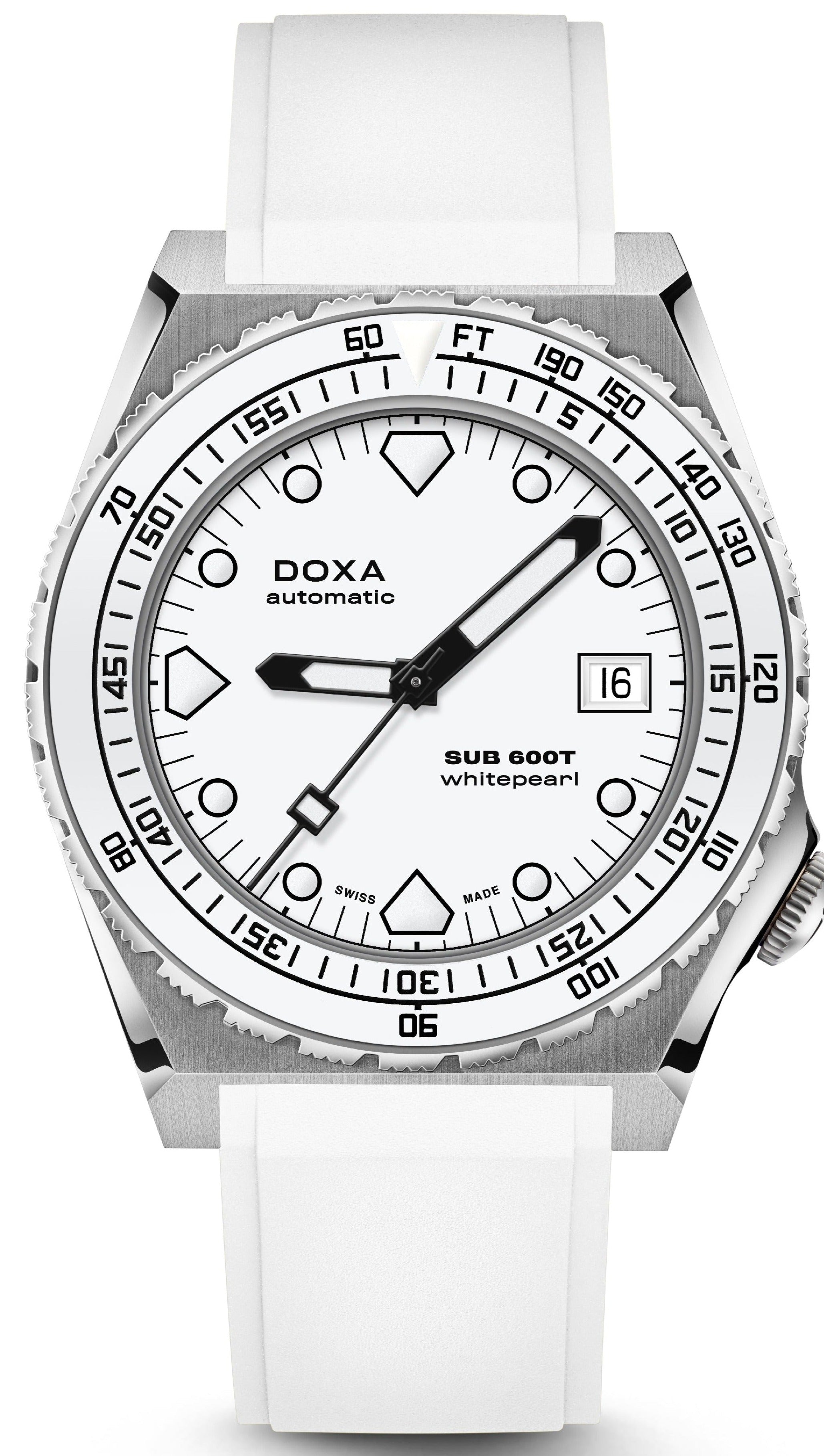 Photos - Wrist Watch DOXA Watch SUB 600T Whitepearl Rubber DOX-149 