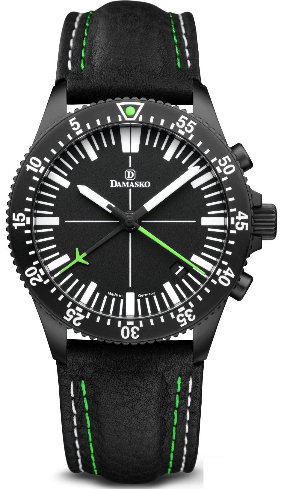 Damasko Watch DC 82 Black Green Leather Pin