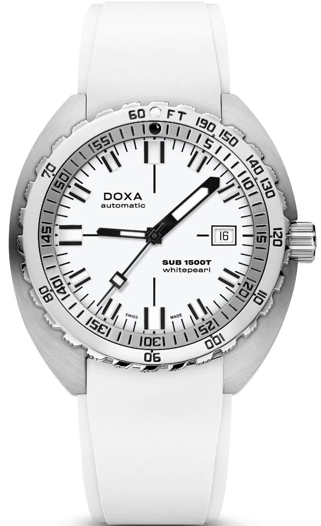 Photos - Wrist Watch DOXA Watch SUB 1500T Whitepearl Rubber - White DOX-154 