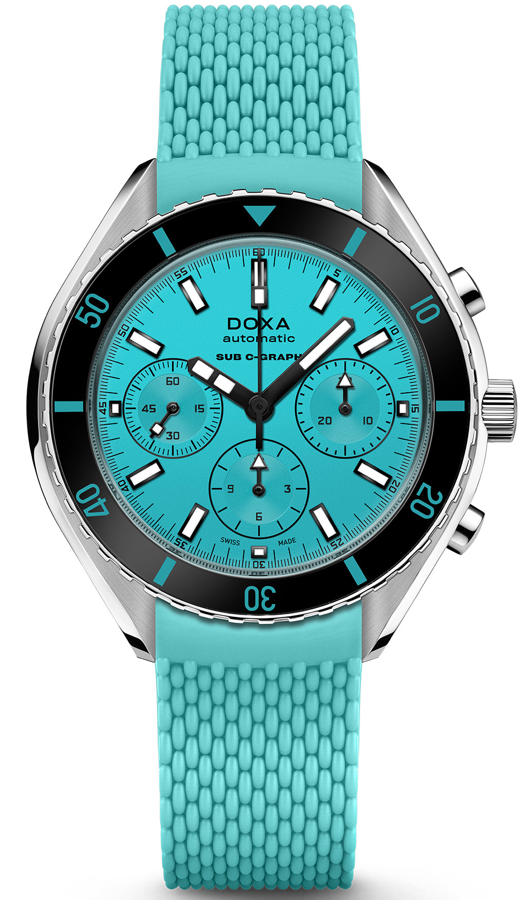 Photos - Wrist Watch DOXA Watch SUB 200 C-Graph Aquamarine Rubber - Blue DOX-111 