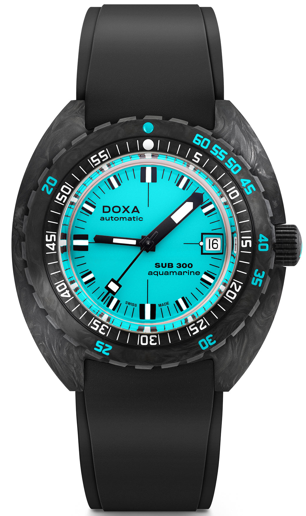 Photos - Wrist Watch DOXA Watch SUB 300 Carbon COSC Aquamarine Rubber - Blue DOX-029 