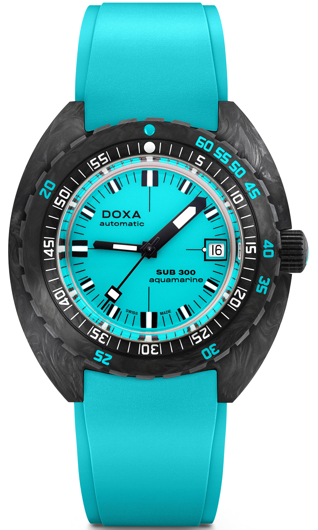 Photos - Wrist Watch DOXA Watch SUB 300 Carbon COSC Aquamarine Rubber DOX-028 