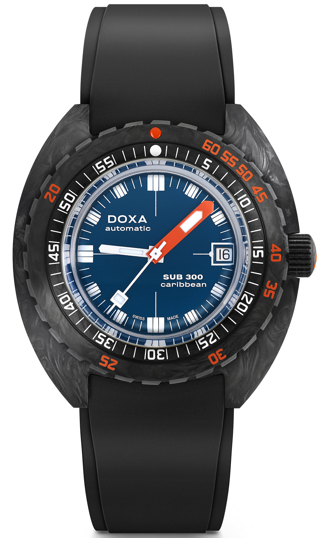 Photos - Wrist Watch DOXA Watch SUB 300 Carbon COSC Caribbean Rubber - Blue DOX-025 