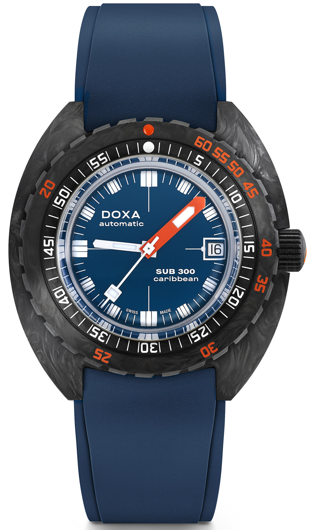 Photos - Wrist Watch DOXA Watch SUB 300 Carbon COSC Caribbean Rubber - Blue DOX-024 