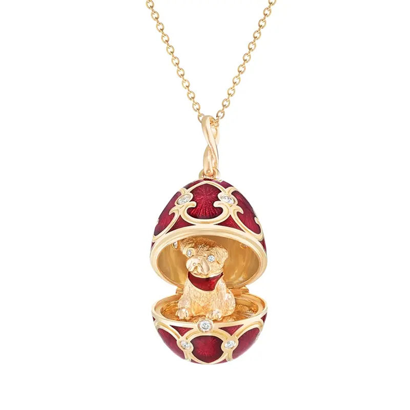 Faberge Palais Tsarskoye Selo Red Locket with Dog Surprise