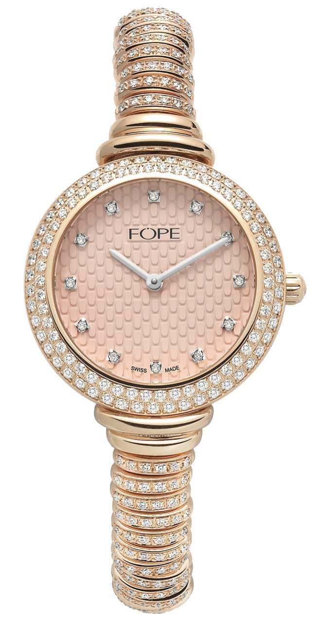 Fope Watch Flex'It Rose Gold Diamonds Medium 14.5cm LF005 PAVE M Watch ...