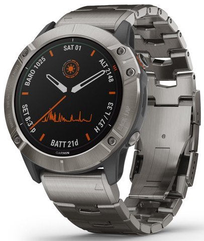 Garmin Watch Fenix 6X Pro Solar Titanium With Titanium Band D 010