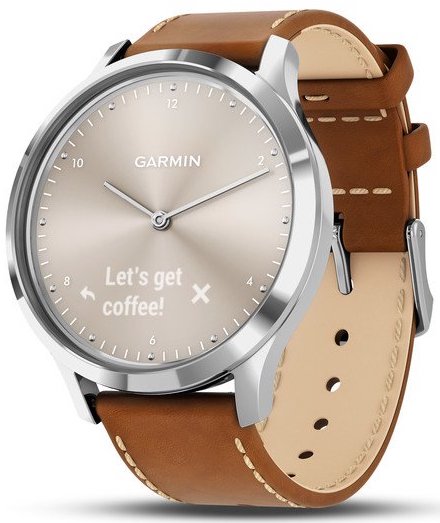 Garmin Watch Vivomove Premium Steel Tan Leather 010-01850-AA Watch | Jura Watches