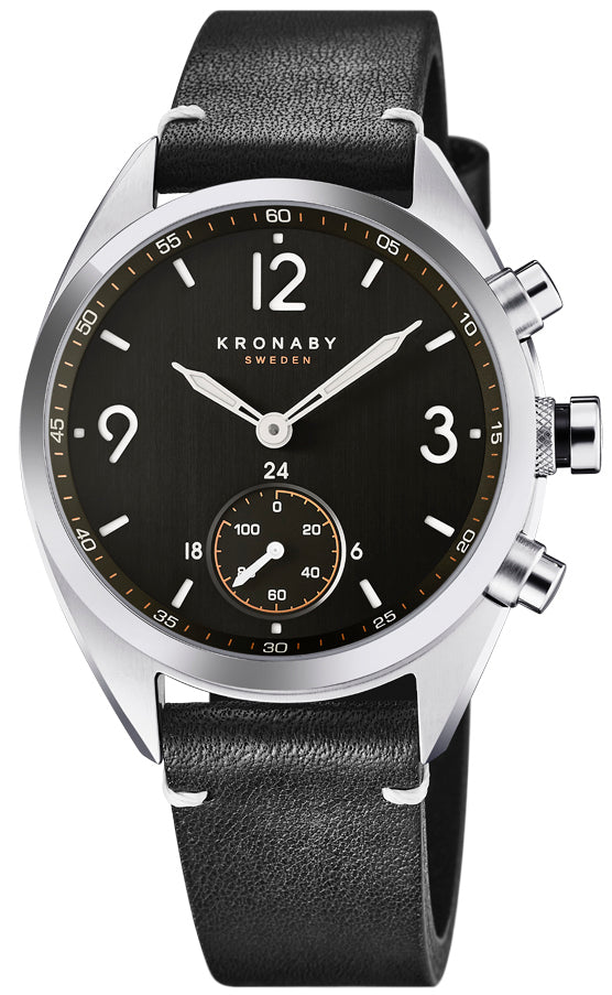 Kronaby S3114-1 Men's Apex Smartwatch Black Leather