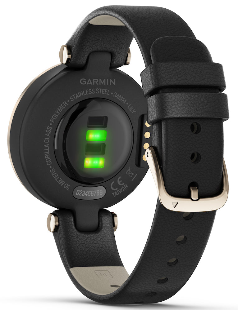 Garmin Watch Lily Cream Gold Black Case and Italian Leather Band 010 ...