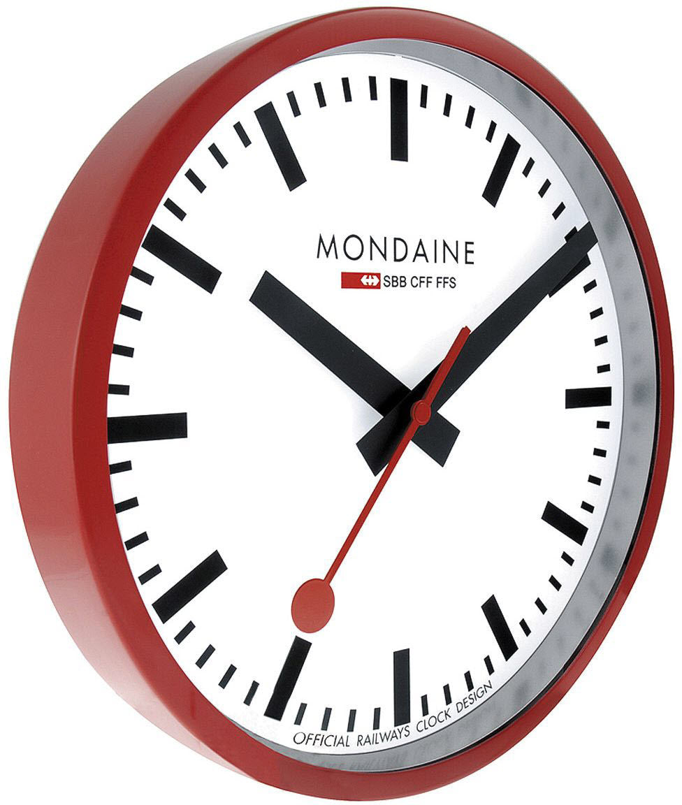 Photos - Wrist Watch Mondaine Clock Wall Red Frame 25cm - White MD-068 