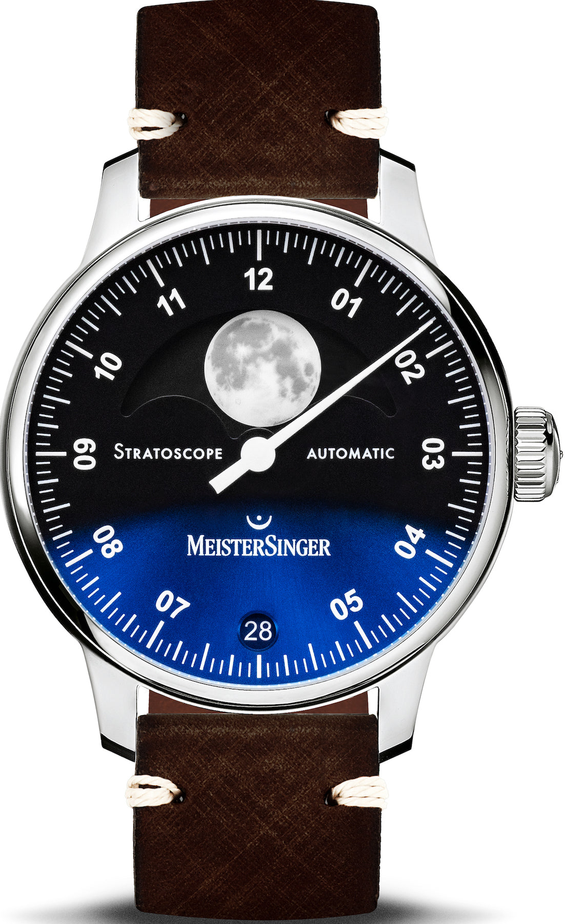 Photos - Wrist Watch MeisterSinger Watch Stratoscope Moon Phase - Blue MS-347 