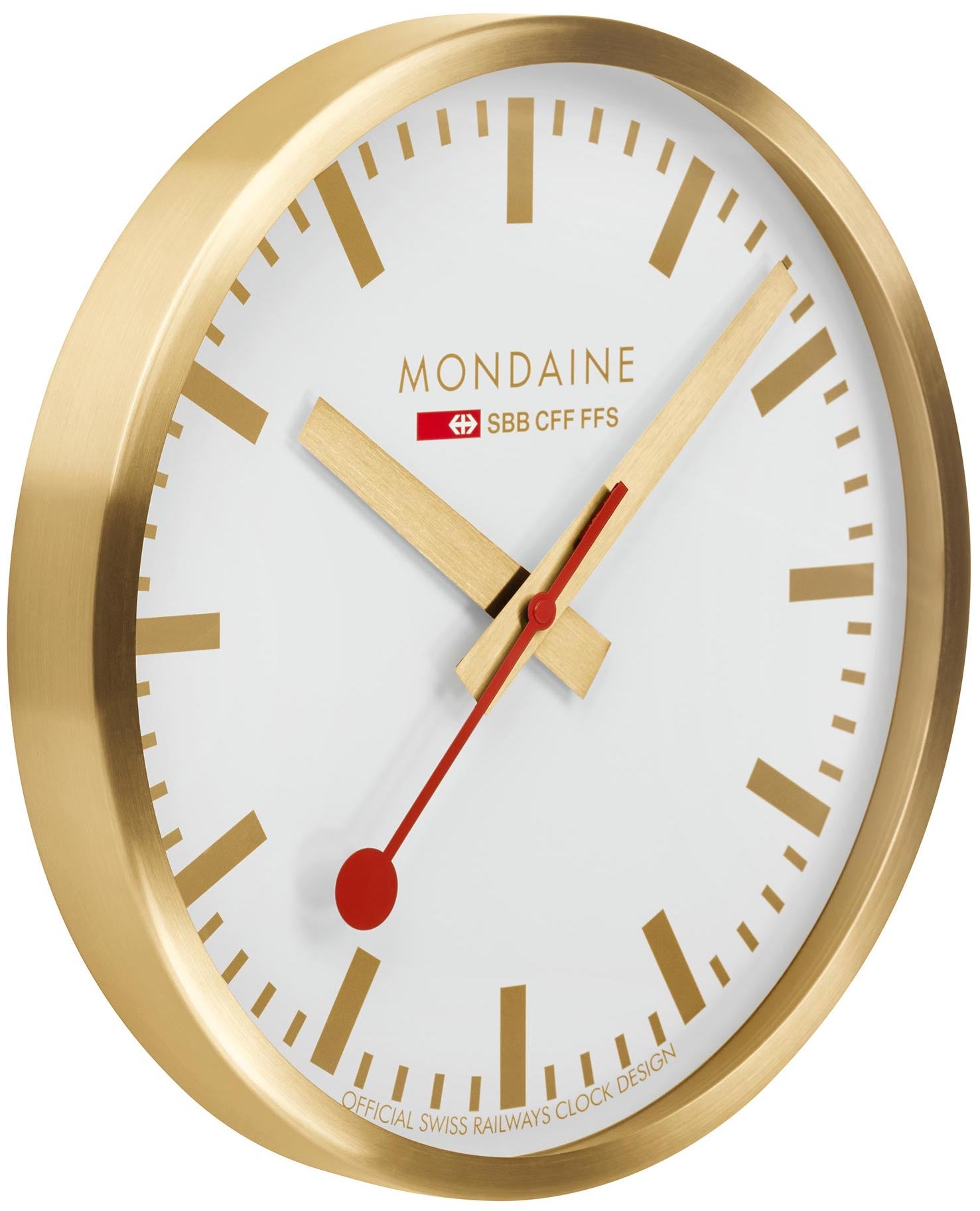 Photos - Wrist Watch Mondaine Clock Wall Brushed Gold 40cm - White MD-331 