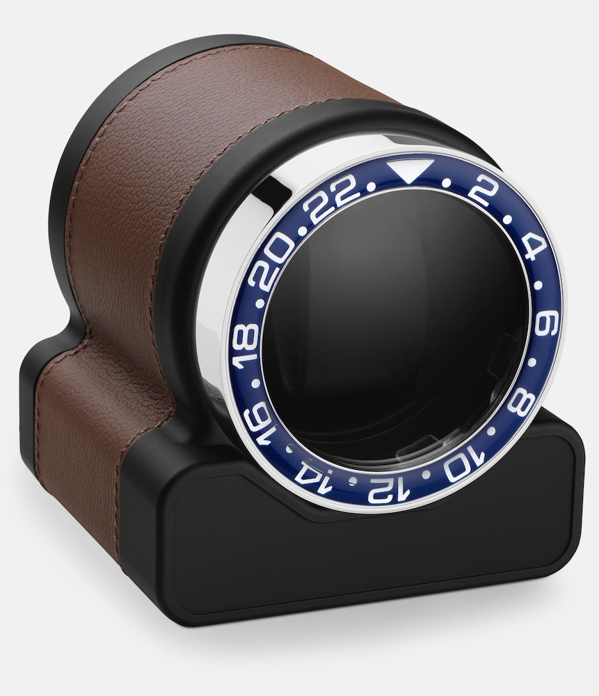 Photos - Watch Box / Winder Tempo Scatola del  Watch Winder Rotor One Chestnut Blue Bezel - Black SCDT 