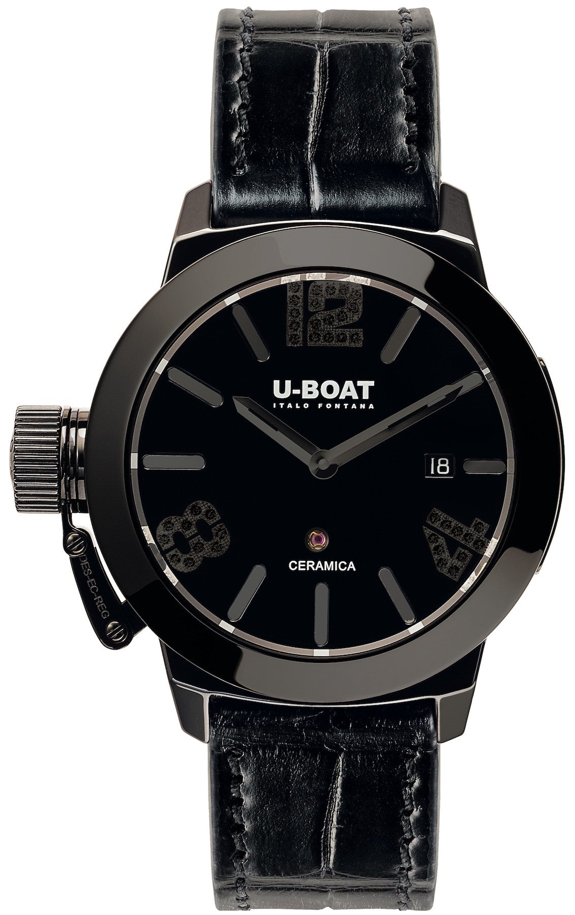 Photos - Wrist Watch U-Boat Watch Classico 42 BK/BK Diamonds - Black UB-882 