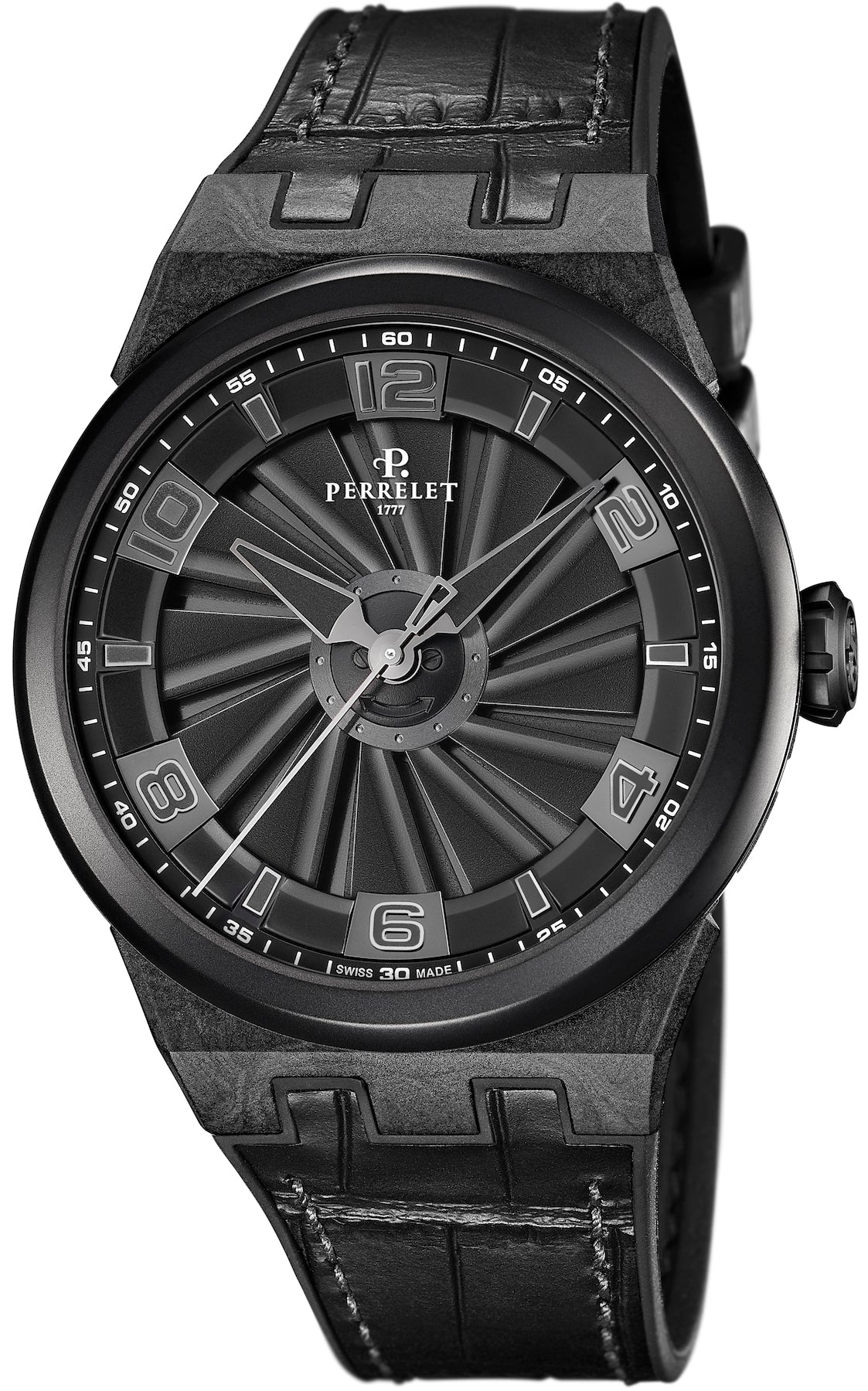 Photos - Wrist Watch Perrelet Watch Turbine Carbon Black Edition - Black PLT-241 