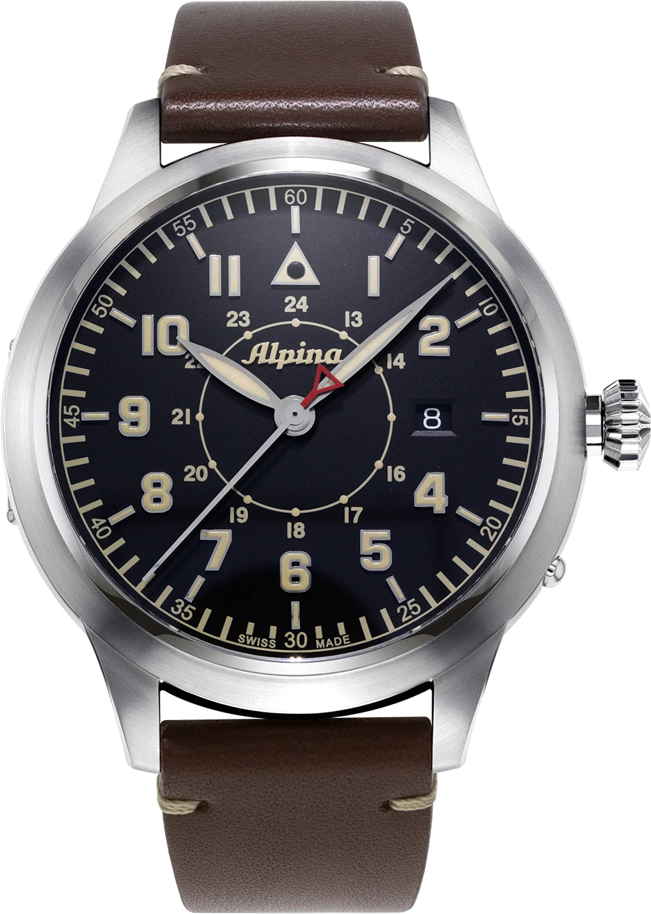 Photos - Wrist Watch Alpina Watch Startimer Pilot Chronograph Big Date - Black ALP-343 