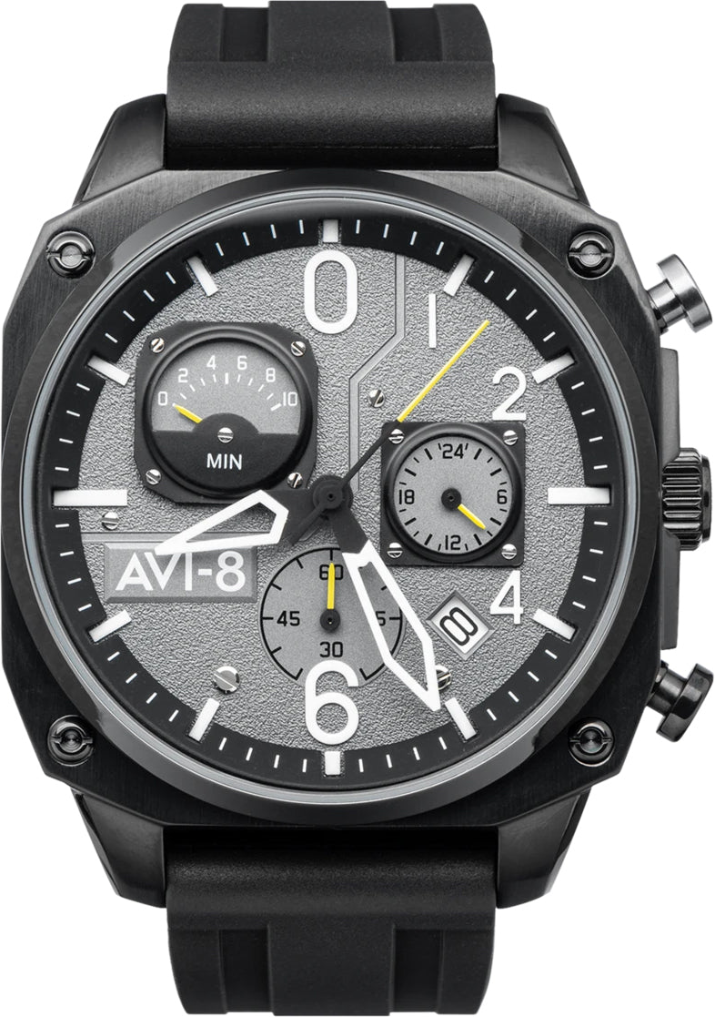 Photos - Wrist Watch AVI-8 Watch Hawker Hunter Retrograde Chronograph Tactical Black D - Silver 