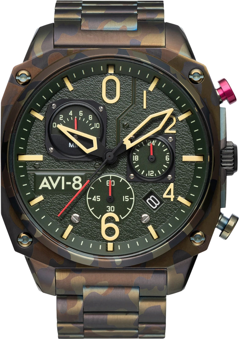 Photos - Wrist Watch AVI-8 Watch Hawker Hunter Retrograde Chronograph Ground Camo - Green AV-12 
