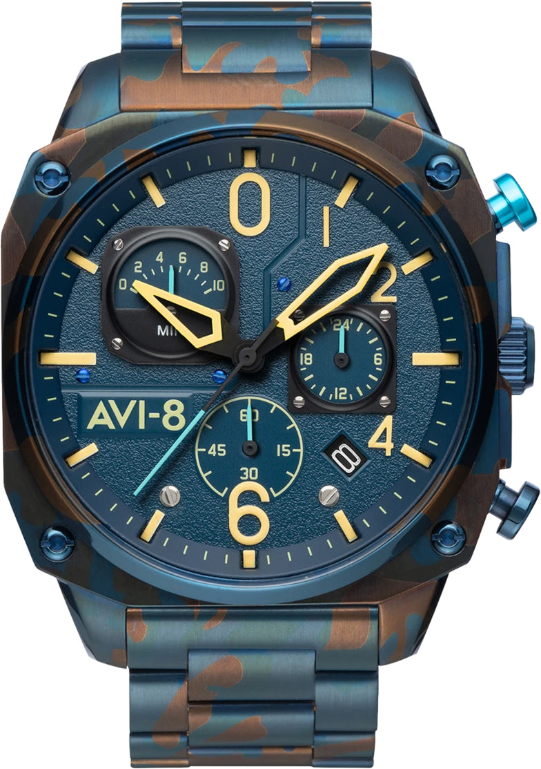 Photos - Wrist Watch AVI-8 Watch Hawker Hunter Retrograde Chronograph Air Camo - Blue AV-126 