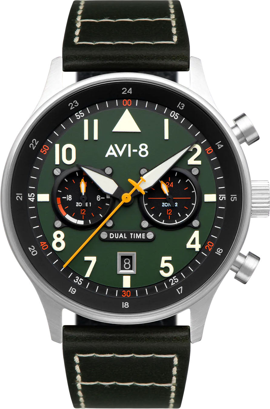 Photos - Wrist Watch AVI-8 Watch Hawker Hurricane Carey Dual Time Merville - Green AV-137 