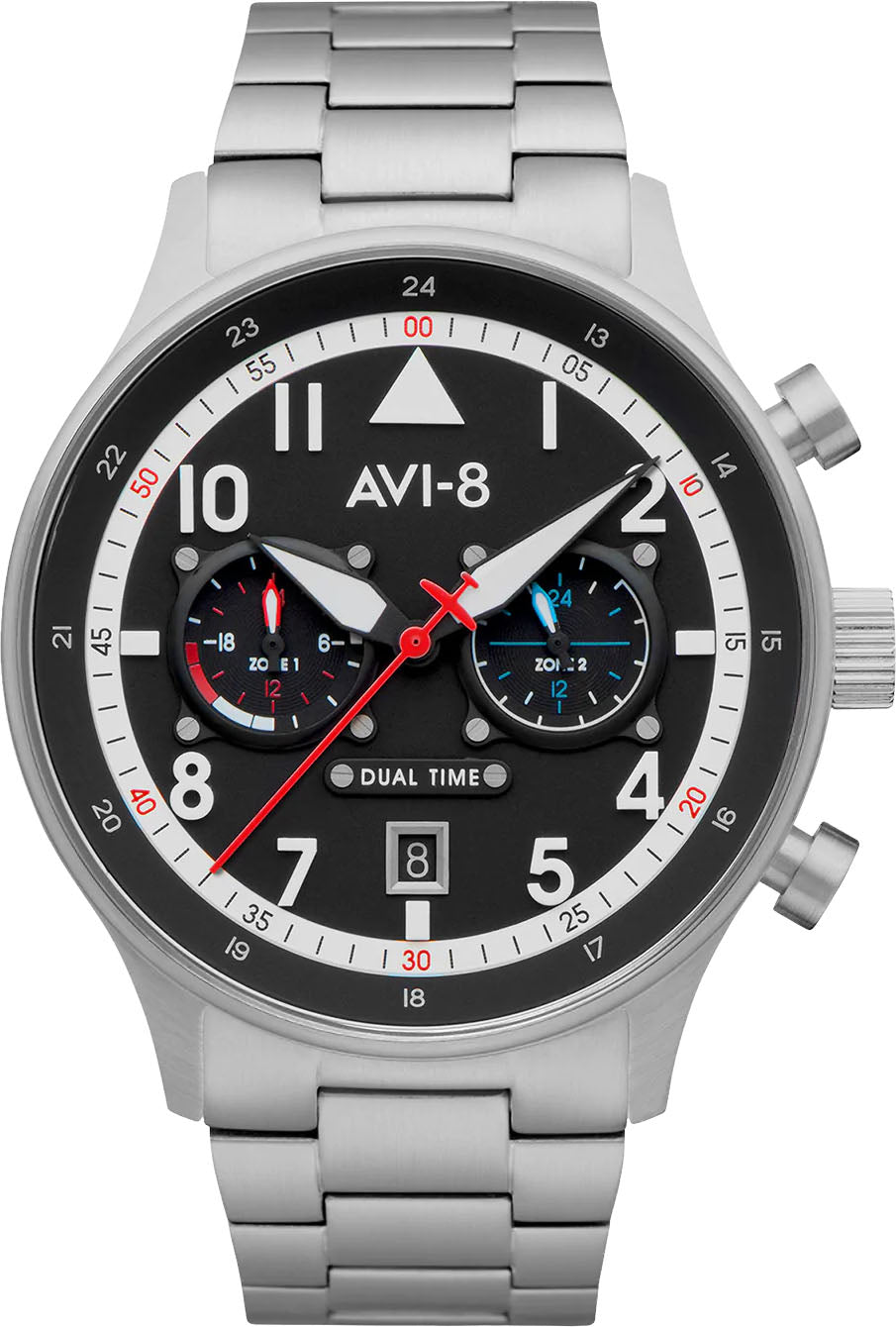 Photos - Wrist Watch AVI-8 Watch Hawker Hurricane Carey Dual Time Rangoon - Black AV-140 