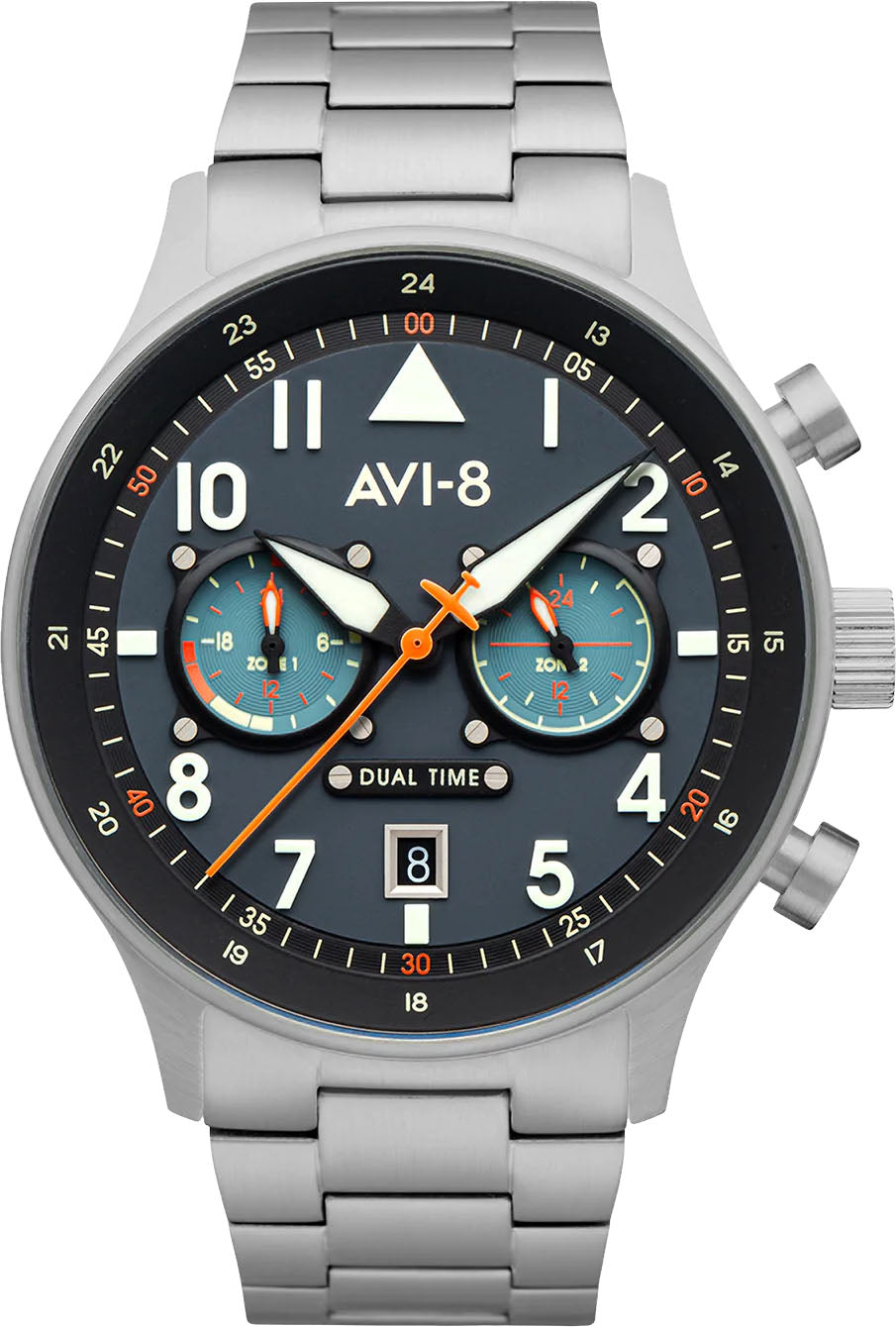Photos - Wrist Watch AVI-8 Watch Hawker Hurricane Carey Dual Time Gutersloh - Grey AV-141 