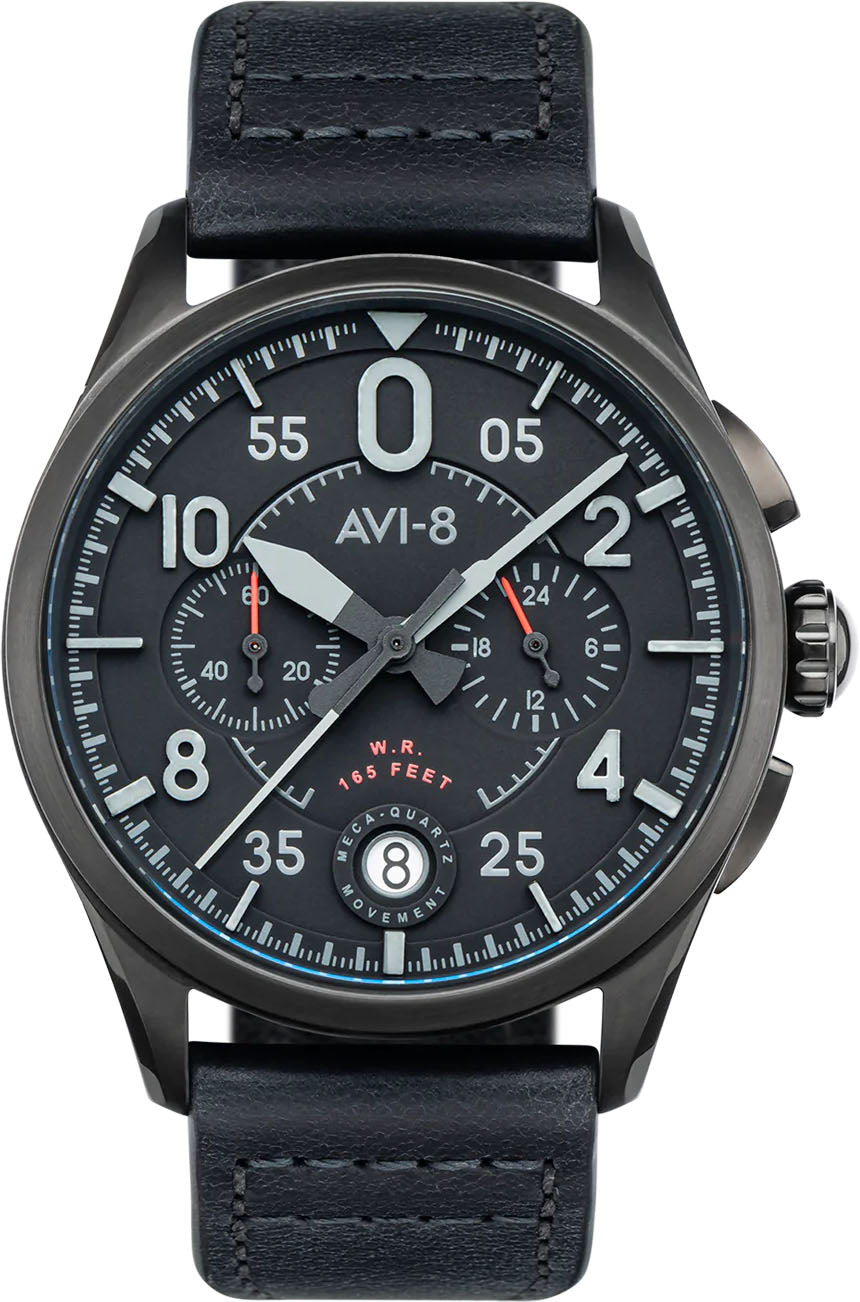 Photos - Wrist Watch AVI-8 Watch Spitfire Lock Chronograph Slate Black - Black AV-144 