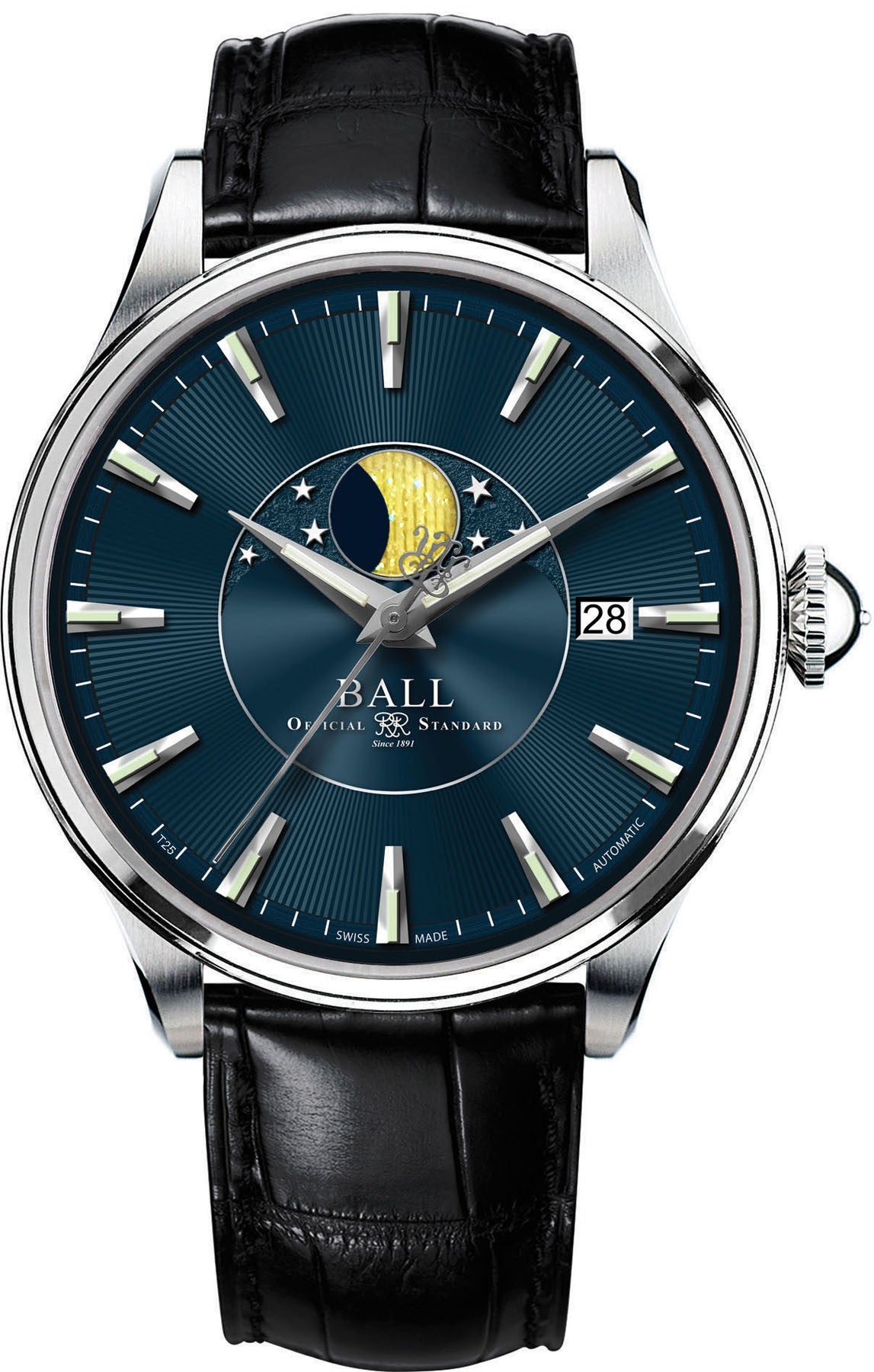 Photos - Wrist Watch Ball Watch Company Trainmaster Moon Phase - Blue BL-1510 
