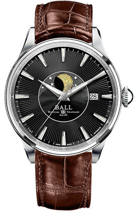 Photos - Wrist Watch Ball Watch Company Trainmaster Moon Phase - Black BL-2065 