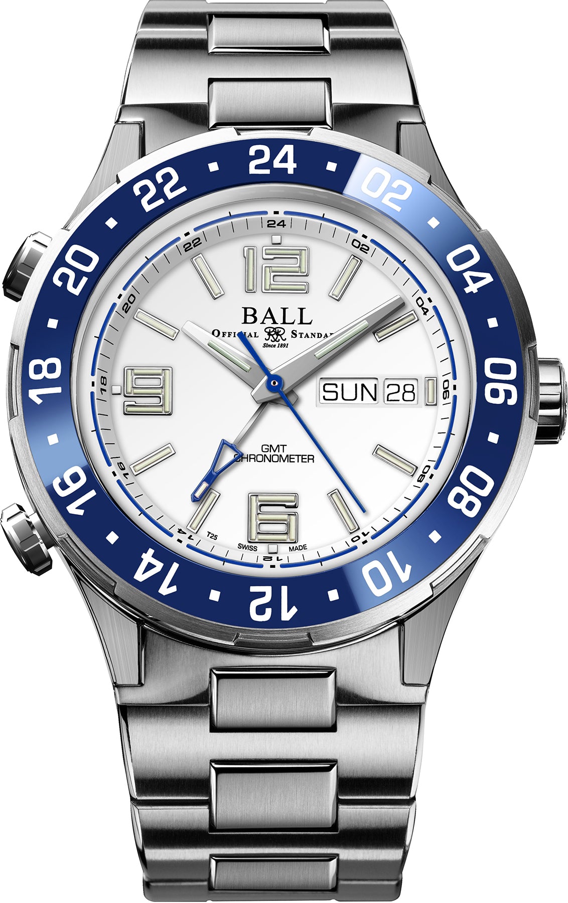 Photos - Wrist Watch Ball Watch Company Roadmaster Marine GMT Limited Edition - White BL-2348 