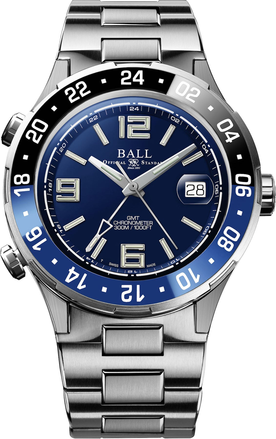 Photos - Wrist Watch Ball Watch Company Roadmaster Pilot GMT Limited Edition - Blue BL-2482 