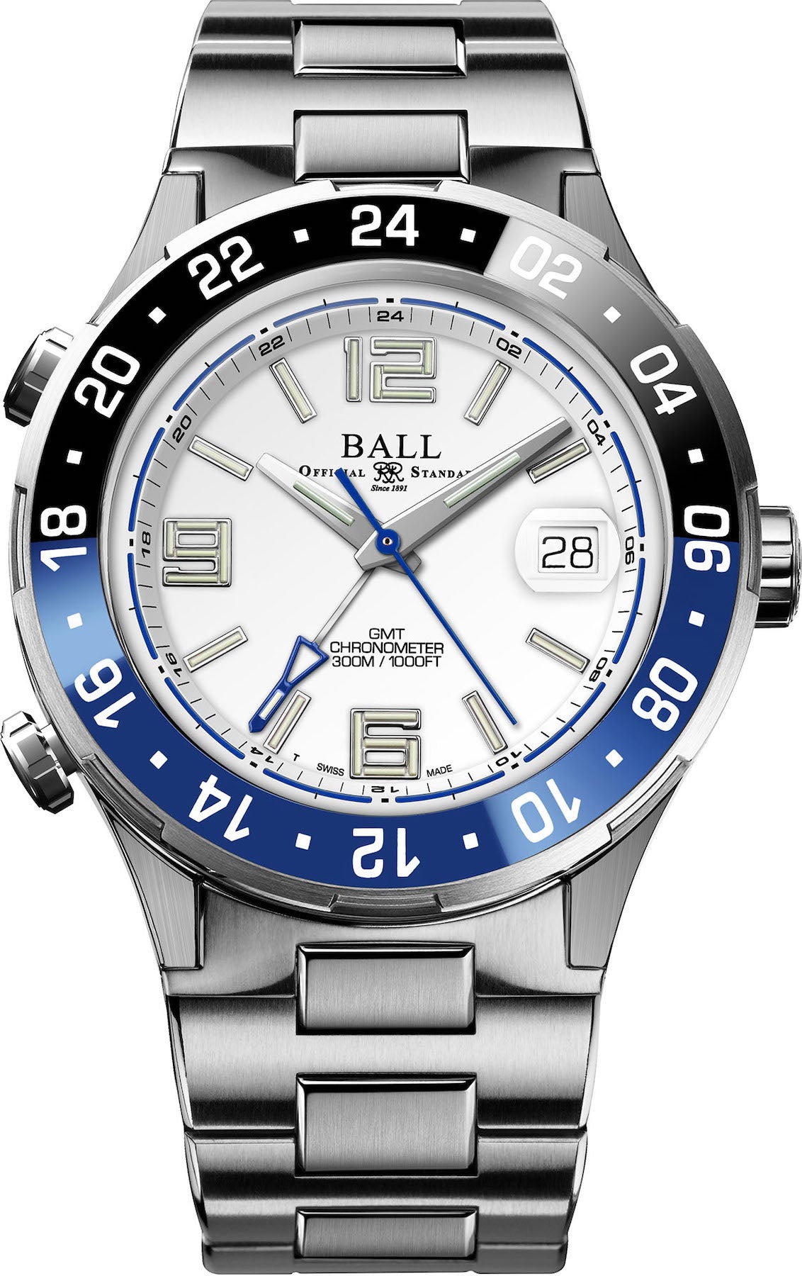 Photos - Wrist Watch Ball Watch Company Roadmaster Pilot GMT Limited Edition - White BL-2483 