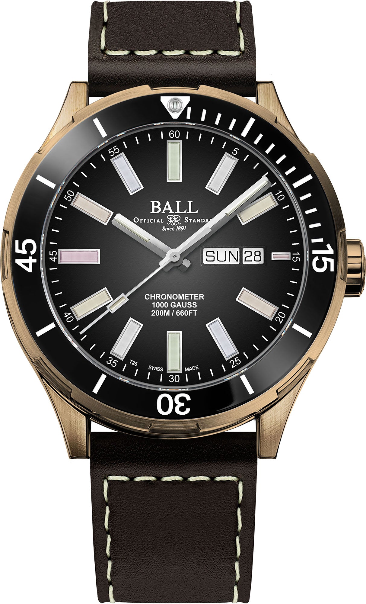 Photos - Wrist Watch Ball Watch Company Roadmaster Marvelight Bronze Limited Edition - Black BL 